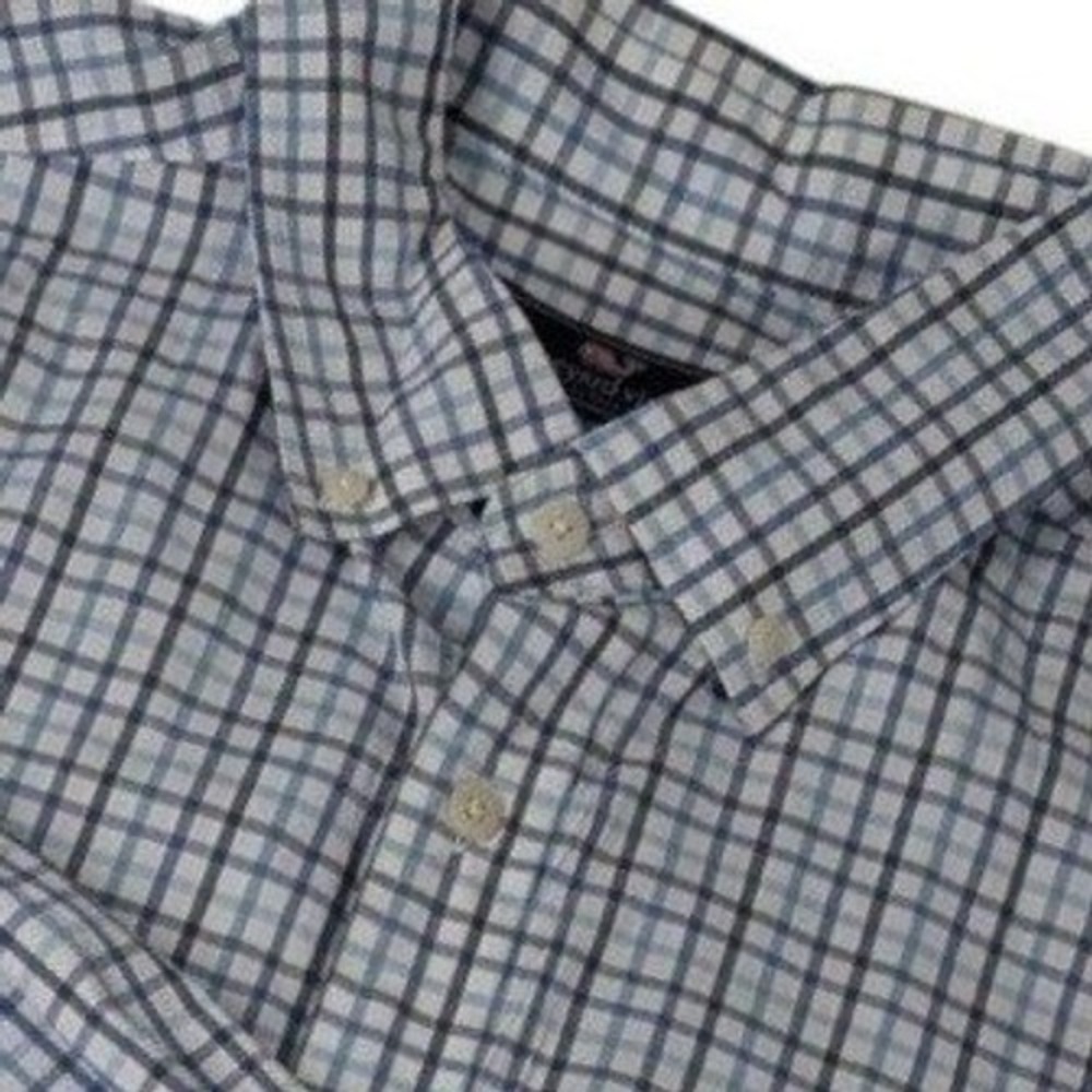 Vineyard Vines Mens XL Classic Shirt Blue Check Preppy Business Office Stretch
